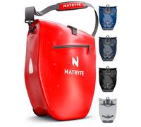 NATRYFE Sacoche de vélo pour porte-bagages, volume 28 l, 100 % étanche et robuste, avec réflecteurs et bandoulière, maintien à l'épreuve des bombes sur n'importe quel porte-bagages, idéal pour