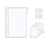 NatSumeBasics Intercalaires A5 sans fermeture à glissière à 6 onglets pour espèces - Inserts transparents pour classeur budgétaire et étiquettes autocollantes pour accessoires d'organisation (A5)