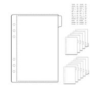 NatSumeBasics Lot de 12 intercalaires A5 avec poches et onglets, enveloppes transparentes pour espèces, pochette portefeuille et autocollant pour accessoires de budget à 6 anneaux (A5)
