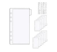 NatSumeBasics Lot de 12 intercalaires A6 avec poches et onglets, enveloppes transparentes pour espèces, pochette portefeuille et kit d'autocollants pour accessoires de budget à 6 anneaux (A6)