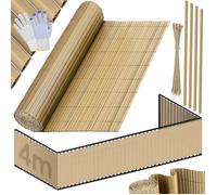 Natte pare-vue en PVC bambou - KESSER - 160 x 400 cm - Imperméable - Résistante aux intempéries - Opaque