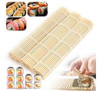 Natte Sushi 3 pièce, Sushi Maker Tapis Sushi en Bambou Naturel pour Rouler les Sushis, Kit Sushi Maki Outil de Préparation des Sushis pour les Débutants