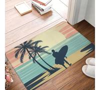 Nattes de Porte 3D Retro Surfing Antidérapant Absorbant d’extérieur Surfeur de Plage Surfeur d’été Paillassons Tapis d’entrée Balcon Tapis d’entrée - 60x90cm
