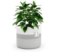 NATTHSWE Pot de Fleurs de avec Doublure, Panier à Plantes d'intérieur en Tissu pour Pots à Fleurs de 23cm Corde de Coton Jute Pot à Plantes Décoration de la Maison