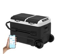 Nattork 40L Réfrigérateur de Voiture Portable Double Zone, 12V avec App Bluetooth, Refroidissement Rapide -20°C~20°C, Roues & Poignée, 12/24V DC & 100-240V AC pour Maison, Voiture, Camping