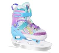Nattork Patins à glace papillon réglables pour fille - 4 tailles - Patins à glace avec doublure en polaire pour extérieur et patinoire, taille XS (7C-9C) violet