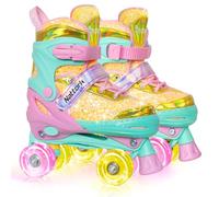 Nattork Patins à roulettes pour enfants, réglables avec 4 tailles ajustables, patins à roulettes pour filles, garçons débutants, intérieur et extérieur