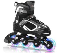 Nattork Roller à roues alignées réglables avec roue lumineuse pour enfants de 6 à 12 ans, 9 10 11 12 ans débutants Noir