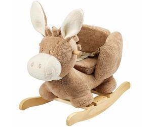 Nattou Animal à Bascule, Biche, Ceinture de Sécurité Incluse, Balancement Amusant, 100% Polyester, FanFan, Beige