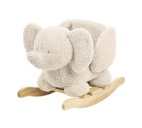 Nattou Animal à Bascule en tissu doux, Eléphant à bascule, Avec ceinture de sécurité, Joyeux Balancement d'avant en arrière, Végétalien, 60 cm, Lapidou, Polyester/bois, Ecru