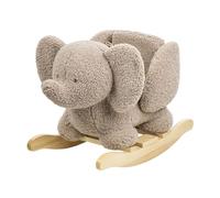 Nattou Animal à Bascule en tissu doux, Eléphant à bascule, Avec ceinture de sécurité, Joyeux Balancement d'avant en arrière, Végétalien, 60 cm, Lapidou, Polyester/bois, Taupe