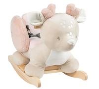 Nattou Animal à Bascule, Vache, cerf, avec Ceinture de sécurité, balançoire Joyeuse, 100% Polyester, Fan de Fan, Beige