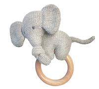 Nattou Anneau de Dentition en Bois, Avec Peluche, Tembo, 17 x 15 cm, Gris/Bois