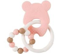 NATTOU Anneau de dentition Souris - 100% silicone - Rose, blanc et beige Rose