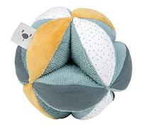 Nattou Balle d'Activités en Coton et Polyester, Balle en Peluche avec Hochet et Couinement, Pour Nouveau-Nés et Prématurés, ∅ 15 cm, Lapidou, Vert