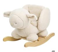 Nattou Animal à bascule Lapidou Mouton — Tissu doux, Ceinture de sécurité, Végétalien, 60 cm, Beige