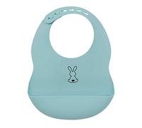 Nattou Bavoir en Silicone Avec Bol de Collecte, Lapin, Taille Réglable, Sans BPA, Environ 20 x 27 cm, Silicone, Bleu Clair