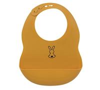 Nattou Bavoir en Silicone Avec Bol de Collecte, Lapin, Taille Réglable, Sans BPA, Environ 20 x 27 cm, Silicone, Ocre