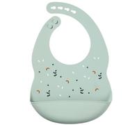 Nattou Bavoir en Silicone avec Récupérateur, Taille Réglable, Vegan, Sans BPA, Environ 20 x 27 cm, Silicone, Vert