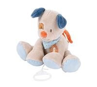 Nattou Boîte à Musique Chien Jim, Berceuse Le-La-Lu, Environ 30 cm, Jim et Bob, Beige/Bleu/Marron 333054 Standard