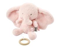 Nattou Boîte à musique en peluche à poils longs, éléphant, berceuse « La-Le-Lu », avec anneau, 100% polyester, fan de fan, rose