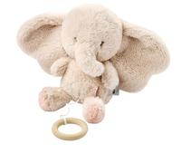 Nattou Chausson de jeu en peluche à poils longs, éléphant, berceuse « La-Le-Lu », avec anneau, polyester, fan, sable