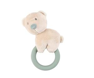 Nattou Doudou Hochet en Polyester avec Anneau de Dentition en silicone, l'Ours Jules, env. 15 cm, Roméo, Jules et Sally, Beige
