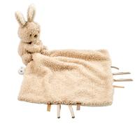 Nattou Doudou lapin avec fixation pour tétine - 27 x 27 cm - 100% polyester - Motif ourson - Sable