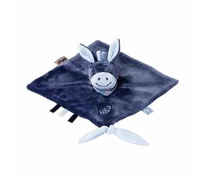 Nattou Doudou Plat Âne Alex, 27 x 27 cm, Alex et Bibou, Bleu