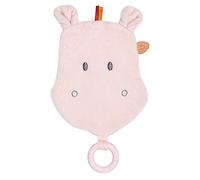 Nattou Doudou Plat en Coton et Polyester (Tissu Éponge), Avec Anneau De Dentition en Silicone, Hippopotame Susie, Compagnon Dès La Naissance, Environ 30 cm, Susie et Bonnie, Rose