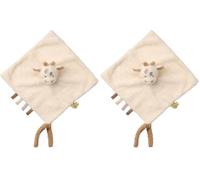 Nattou Doudou Plat en Polyester, Girafe, Compagnon de Route dès la Naissance, 39 x 39 cm, Teddy, Blanc (Lot de 2)