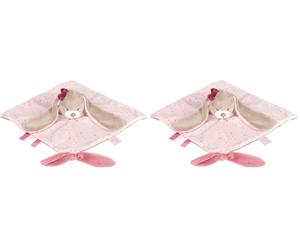 Nattou Doudou Plat Lapin Nina, Nina, Jade et Lili, 27 x 20 x 5 cm, Beige/Rose (Lot de 2)