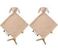 Nattou Grand Doudou Plat en Polyester, Lapin, Compagnon de Route dès la Naissance, 35 x 35 cm, Teddy, Beige (Lot de 2)