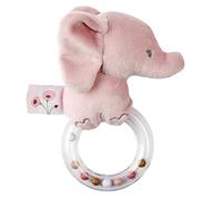 Nattou Hochet en peluche avec anneau en silicone, éléphant, env. 15 cm, 100% polyester, fan de fan, vieux rose