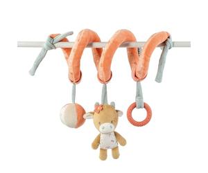 Nattou Jouet à Suspendre pour Siège Auto en velours, Mila la vache, Avec hochet et autres activités, env. 30 cm, Mila, Zoë et Lana, Multicolor