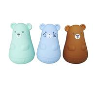 Nattou Jouets de Bain en Silicone, 3 Animaux Jouets de Bain pour la Baignoire, sans BPA, Silicone, Bleu/Turquoise/Marron