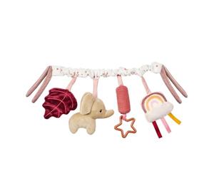Nattou Lapidou Arche de Jeu - Arche d’activités - dès la Naissance - Spirale d'activité bébé - Compatible avec Toutes Les poussettes ou landaus - Rose poudré
