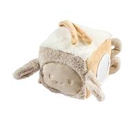 Nattou Lapidou Cube d’activités Doux - Peluche d'activités bébé - Jouet éducatif - 18 cm - Beige