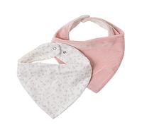 Nattou Lot de 2 Bavoirs Bandana, Fermeture à pression, 30 cm, en Coton et Polyester, Alice et Pomme, Rose/Blanc