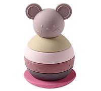 Nattou Marionnette Empilable en Silicone, 6 Pièces de motricité pour les Tout-petits, sans BPA, env. 15 cm, Silicone, rose