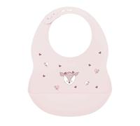 Nattou Mealtime Bavoir en Silicone Avec Bol de Collecte - pour bébés et tout-petits - bavoir imperméable - taille réglable - silicone sans BPA - 28 cm - Rose