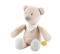 Nattou Mini-Peluche en Polyester, l'ours Jules, Hochet intégré, env. 20 cm, Roméo, Jules et Sally, Beige