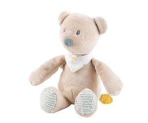 Nattou Mini-Peluche en Polyester, l'ours Jules, Hochet intégré, env. 20 cm, Roméo, Jules et Sally, Beige