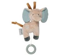 Nattou Mini Peluche Musicale en Coton (Mousseline) et Polyester, Éléphant Axel, Berceuse "La-Le-Lu", Environ 19 cm, Luna et Axel, Vert/Beige