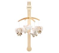 Nattou Mobile avec Boîte à musique en bois et polyester, Renard et éléphant, Douce berceuse « La-Le-Lu », Env. 50 cm, Flo, Oli & Ernest, Flo Beige