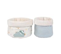 Nattou Paniers de Rangement en coton et polyester, Blaireau Felix, lot de 2, Ø 20 cm et Ø 15 cm, Felix et Leo, bleu clair