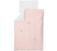 Nattou Parure de Lit avec Motif Réversible en 100 % Polyester, Housse de Couette 180 x 100 cm, Taie d'Oreiller 40 x 60 cm, Susie et Bonnie, Rose/Marron