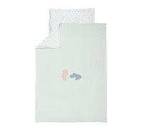 Nattou Parure de Lit en Coton et Polyester, Crocodile et Ours, à Motif réversible, Housse de Couette 140 x 100 cm, Taie d'oreiller 40 x 60 cm, Romeo, Jules et Sally, Bleu Clair