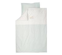 Nattou Parure de Lit en coton et polyester, Vache Mila, avec motif réversible, Housse de Couette 140 x 100 cm, Taie d'oreiller 40 x 60 cm, Mila, Zoë et Lana, vert clair