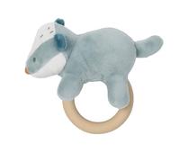 Nattou Rattle with Silicone Ring Badger Felix, 16 cm, Dusty Blue